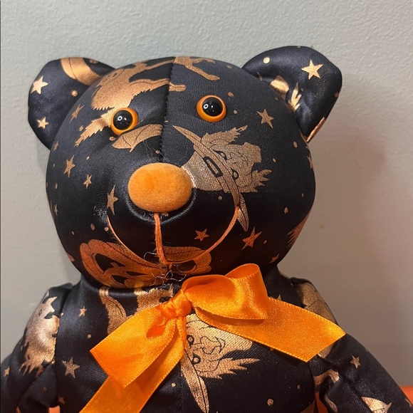 Halloween Teddy Bear with Orange and Black Design - Picture 2 of 5
